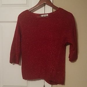 Red sweater with shimmer